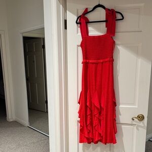 Alice + Olivia Vibrant Red Asymmetrical Dress